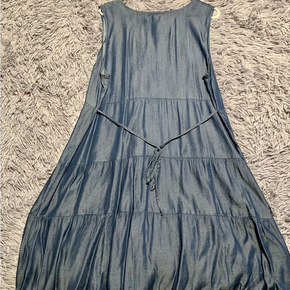 Denim Style dress button down with tie back size small sundress - Picture 3 of 6